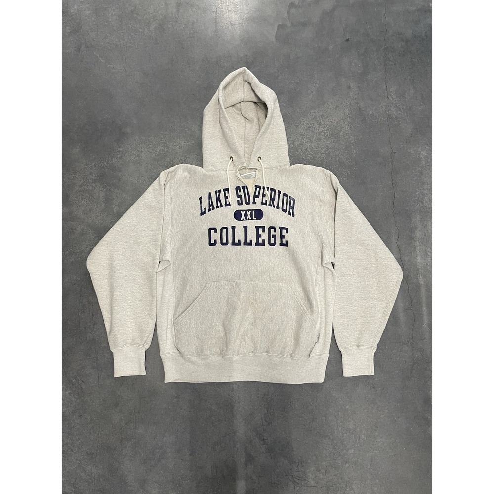 Vintage 90s Lake Superior College Hoodie Kellsport Gray Men L